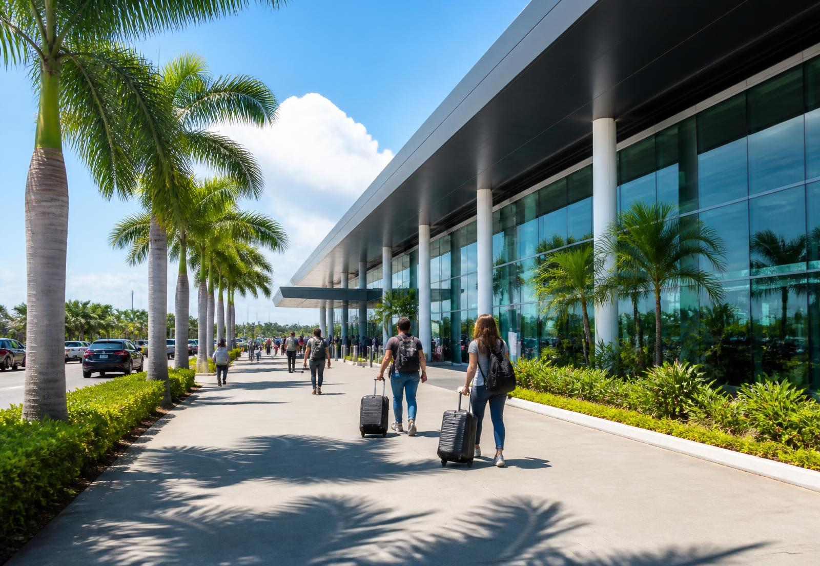 Travellers arriving at El Salvador's modern international airport terminal